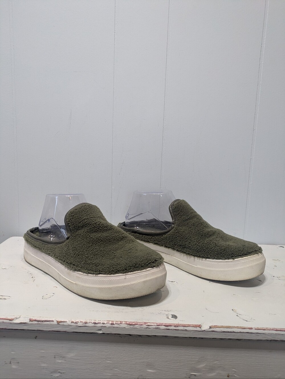 Dolce Vita Rush Slip-On Shoes Women’s Size 8 Olive Green Fleece Sherpa Mule